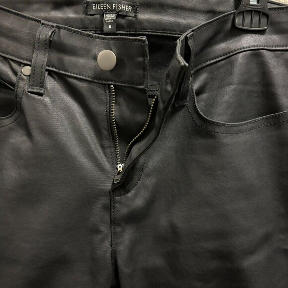 Eileen Fisher Womens Black Organic Cotton Coated Skinny Jeans Size 6 - Picture 5 of 7